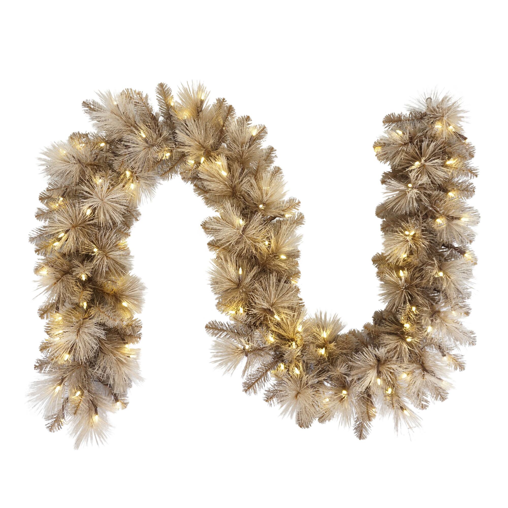 9ft. Pre-Lit Tan Artificial Garland with Incandescent Lights